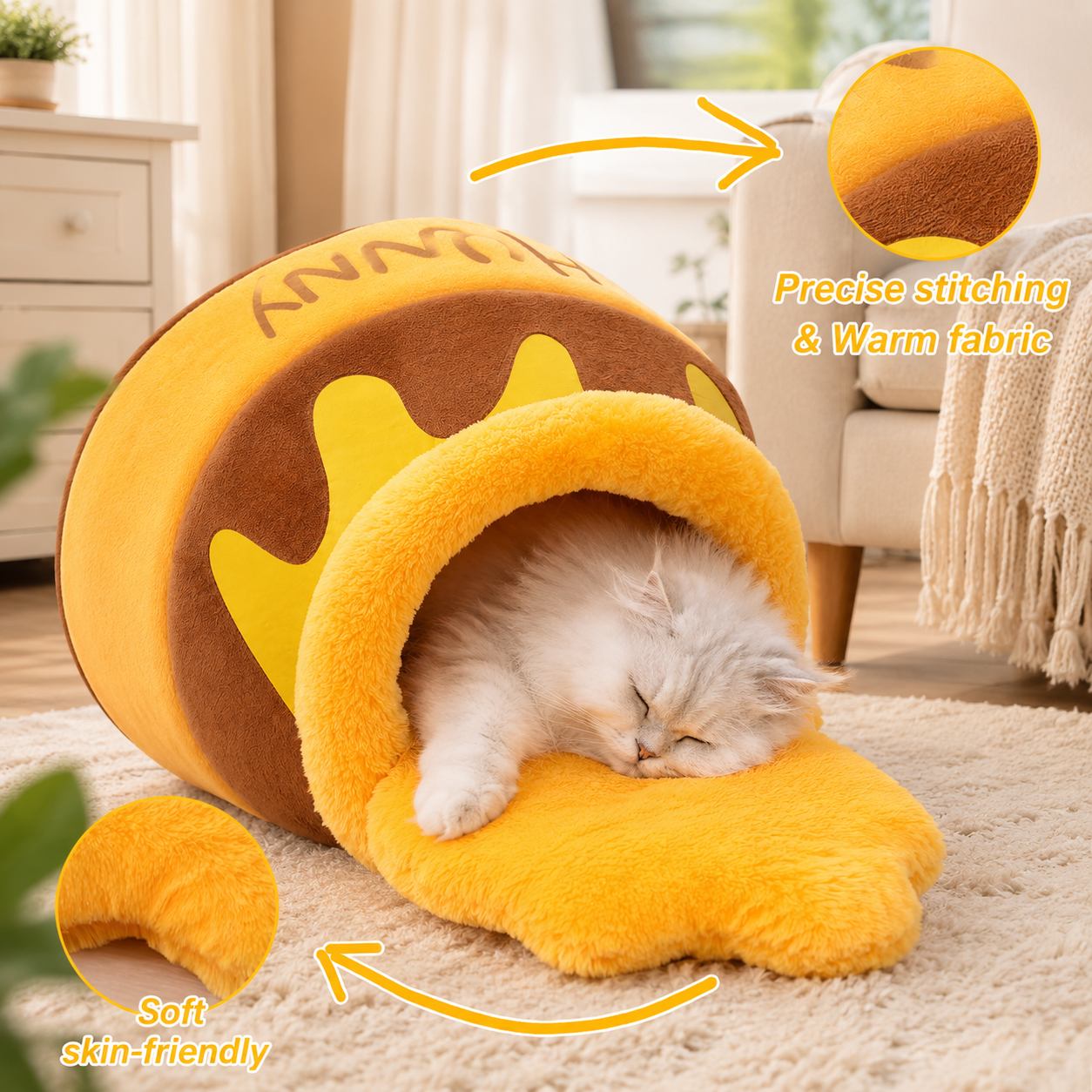 HoneyHide™ Cozy Cat Cave Bed 🐾